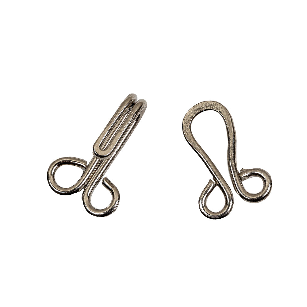 Nickel Metal Hook and Eye Closure - 0.625" X 1.5" Detail Nickel Metal Hook and Eye Closure - 0.625" X 1.5" Detail