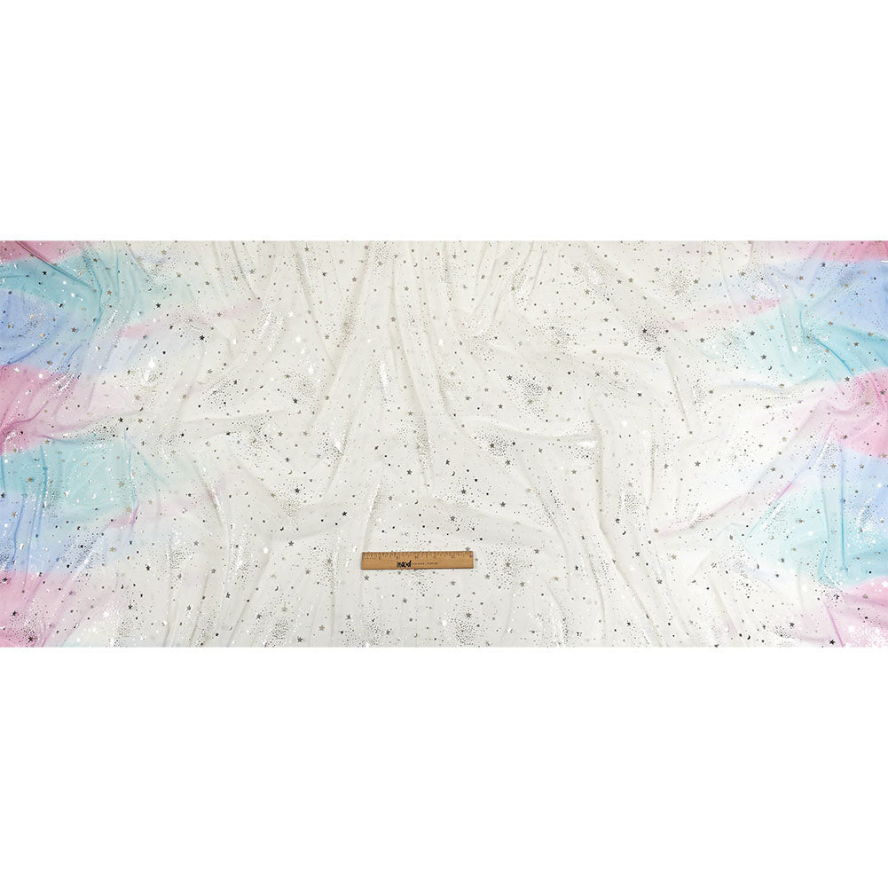 Blue, White and Silver Starry Border Printed Tulle - Full Blue, White and Silver Starry Border Printed Tulle - Full