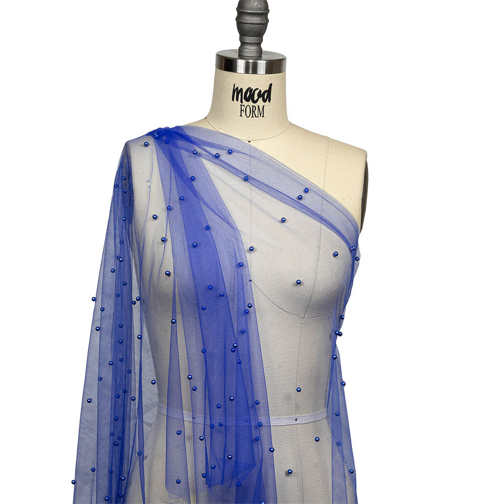 Beaded Tulle - Cobalt - Sylvie Collection - Drape Beaded Tulle - Cobalt - Sylvie Collection - Drape