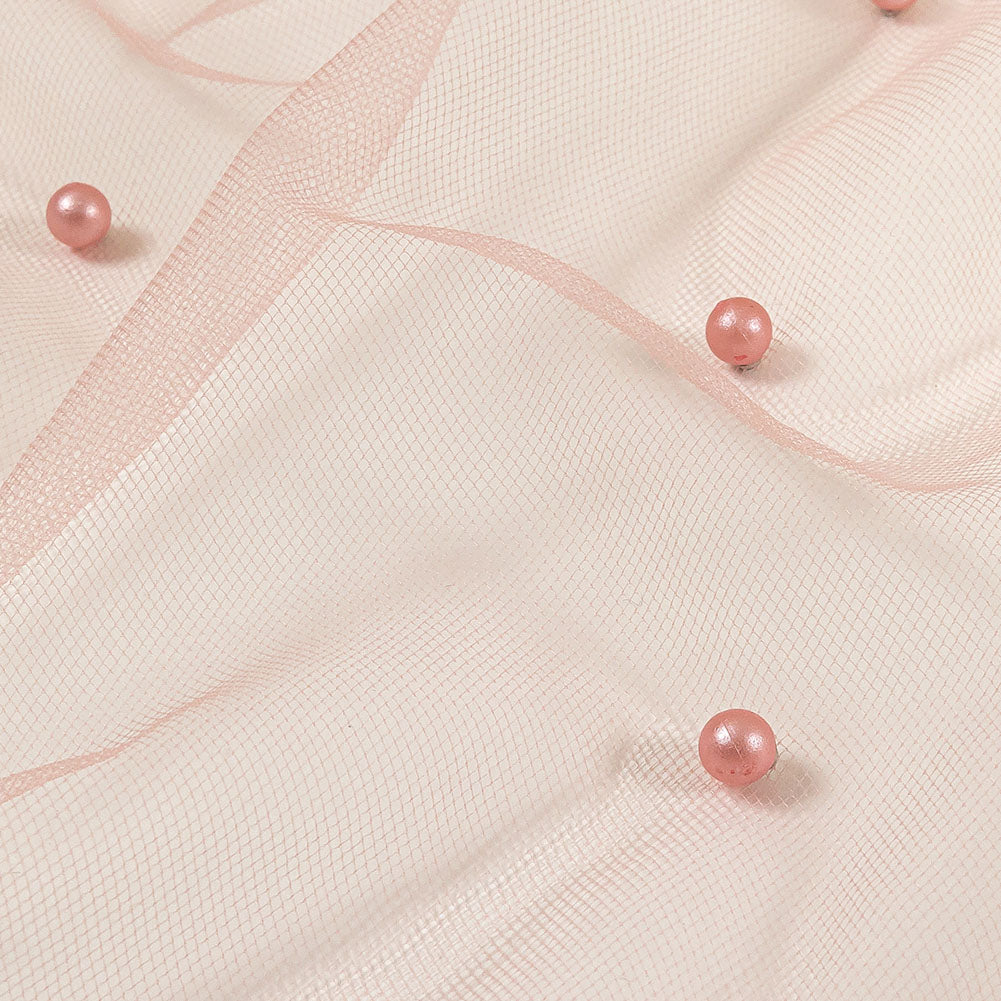 Beaded Tulle - Coral Haze - Sylvie Collection Beaded Tulle - Coral Haze - Sylvie Collection