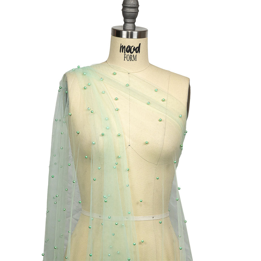 Beaded Tulle - Aqua - Sylvie Collection - Drape Beaded Tulle - Aqua - Sylvie Collection - Drape