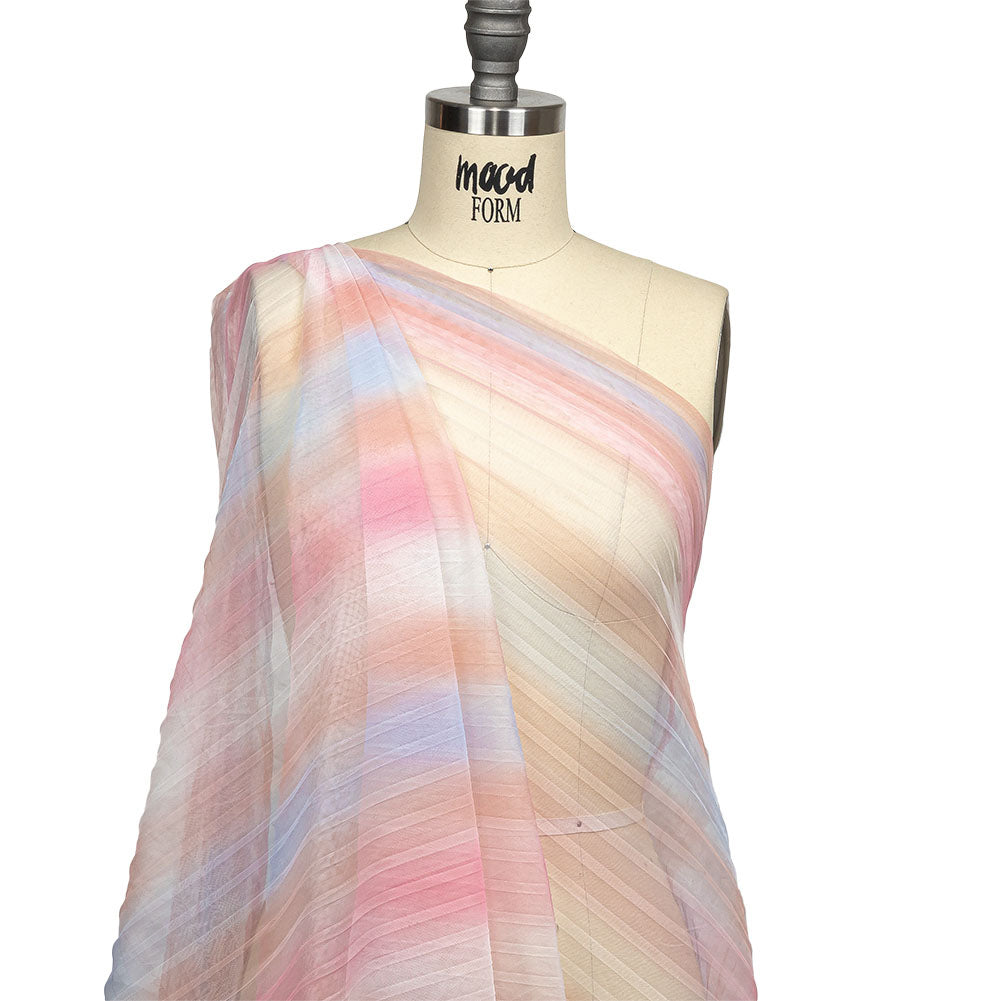 Pink, Peach and Blue Ombre Stripes Pleated Tulle Detail Pink, Peach and Blue Ombre Stripes Pleated Tulle Detail