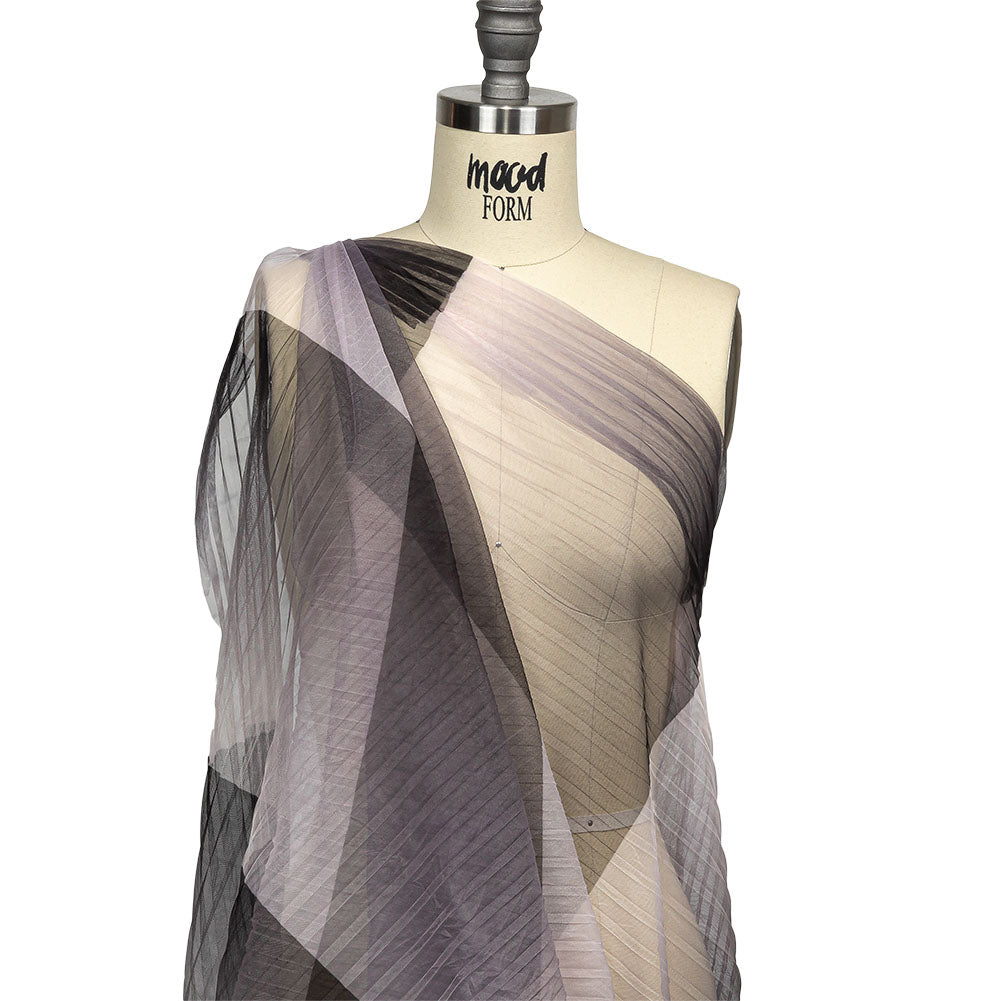 Gray and Pink Ombre Stripes Pleated Tulle Detail Gray and Pink Ombre Stripes Pleated Tulle Detail