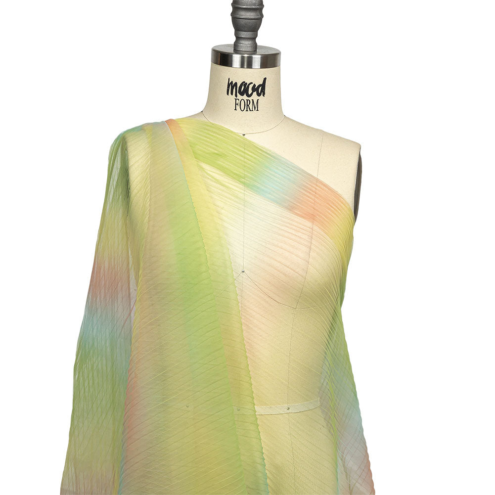 Green, Yellow and Orange Ombre Stripes Pleated Tulle Detail Green, Yellow and Orange Ombre Stripes Pleated Tulle Detail