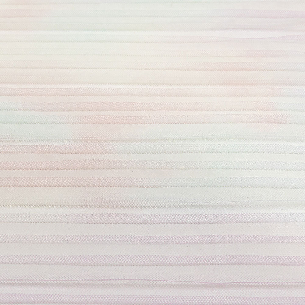 Pink Dolphin, Lilac and Pale Blue Tie Dye Pleated Tulle Folded Pink Dolphin, Lilac and Pale Blue Tie Dye Pleated Tulle Folded
