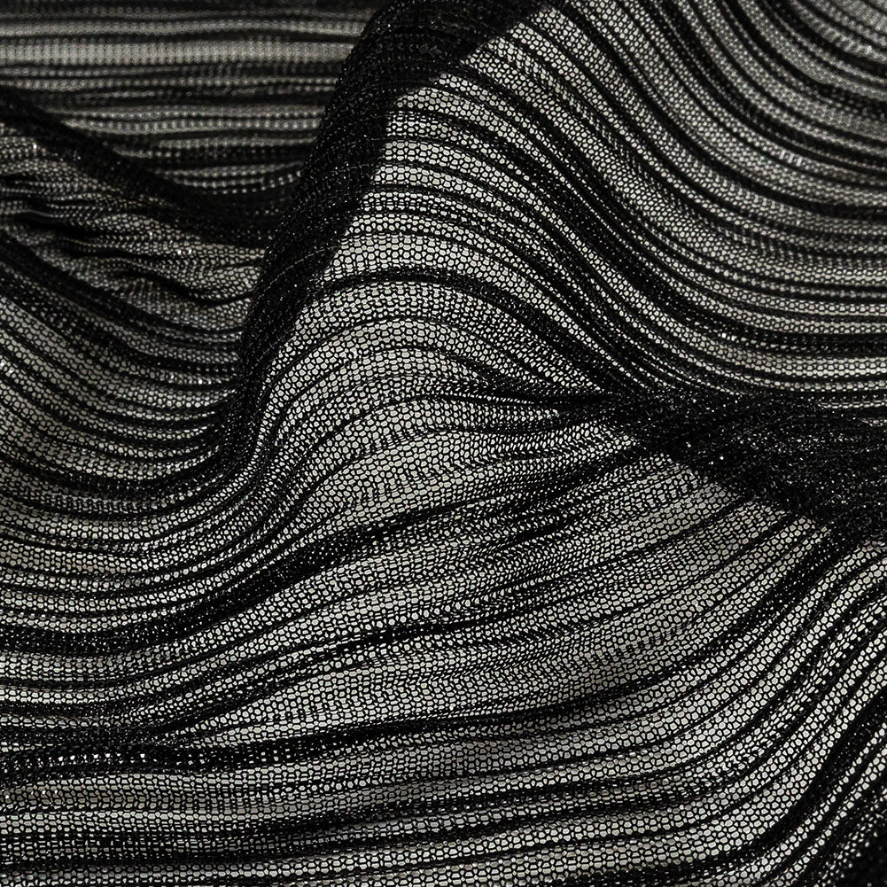 Metallic Stretch Plisse - Black - Natalia Collection Folded Metallic Stretch Plisse - Black - Natalia Collection Folded