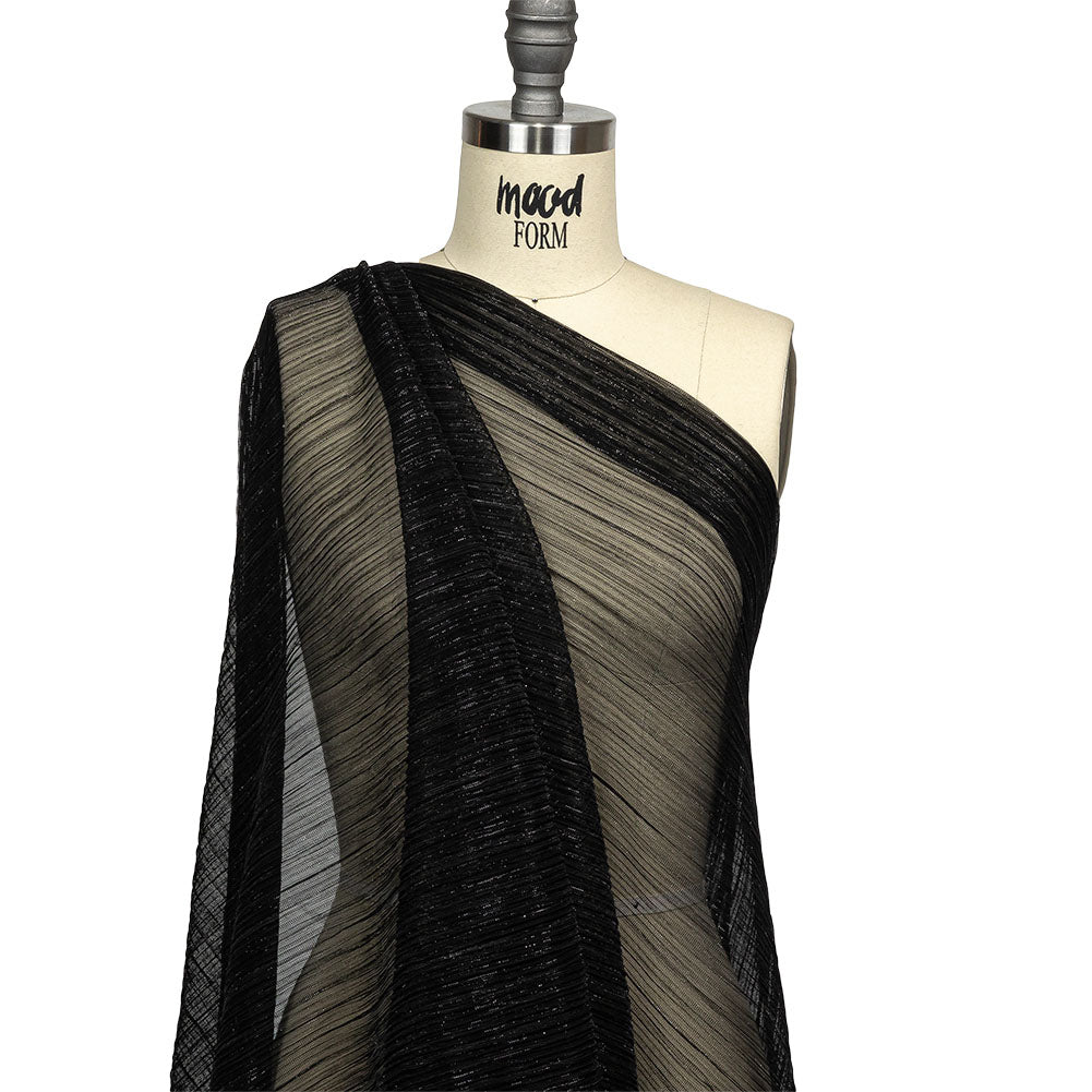 Metallic Stretch Plisse - Black - Natalia Collection Detail Metallic Stretch Plisse - Black - Natalia Collection Detail