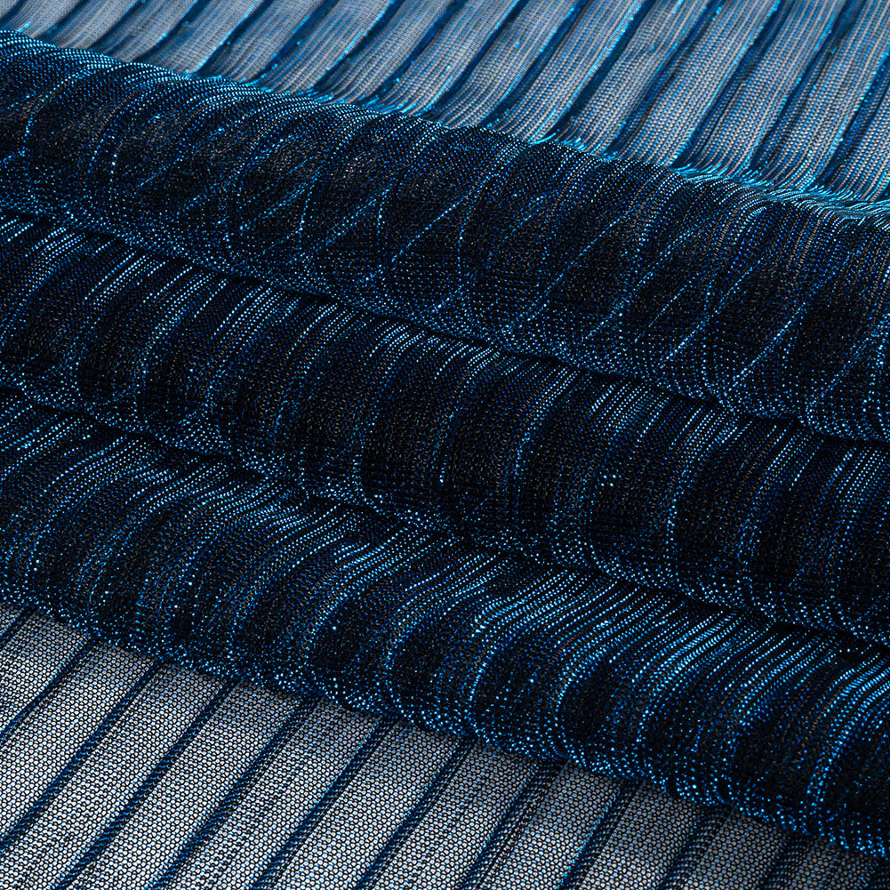 Metallic Stretch Plisse - Cobalt - Natalia Collection - Folded Metallic Stretch Plisse - Cobalt - Natalia Collection - Folded