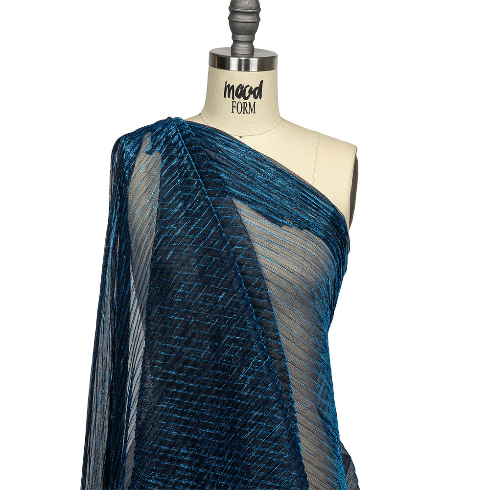 Metallic Stretch Plisse - Cobalt - Natalia Collection Detail Metallic Stretch Plisse - Cobalt - Natalia Collection Detail