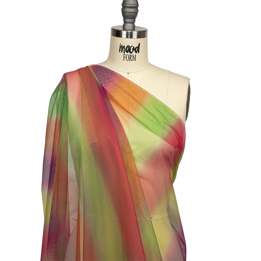 Ombre Stripes Shadow Tulle - Yellow, Green and Pink Ombre Stripes Shadow Tulle - Yellow, Green and Pink