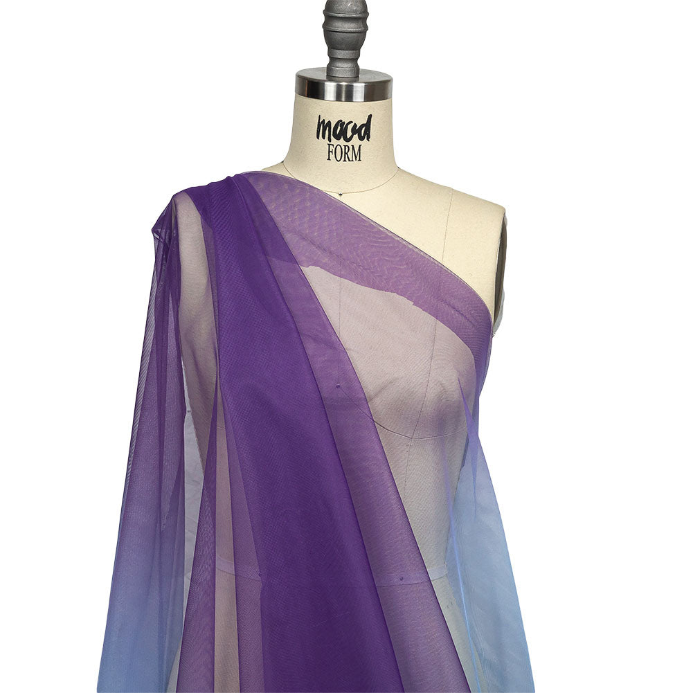 Ombre Stripes Shadow Tulle - Blue and Heliotrope - Drape Ombre Stripes Shadow Tulle - Blue and Heliotrope - Drape