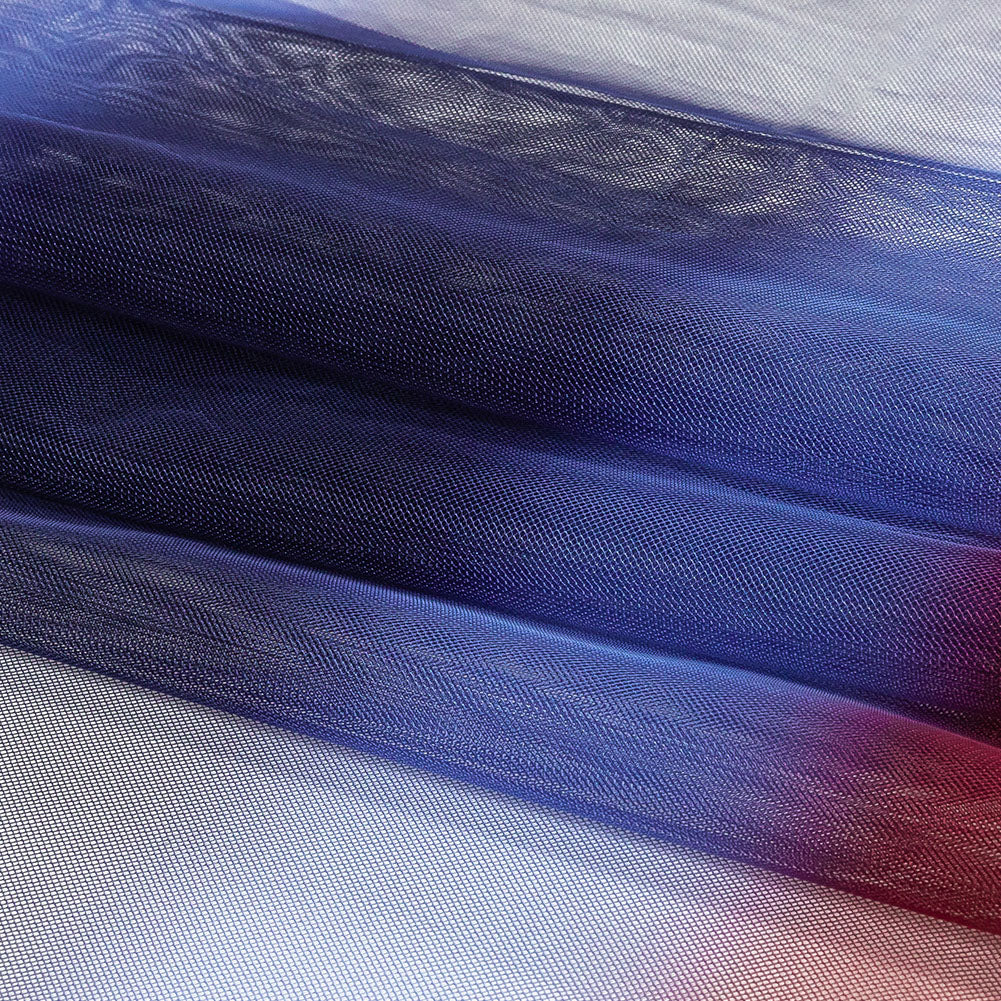Ombre Stripes Shadow Tulle - Red, Mazarine Blue and Navy Ombre Stripes Shadow Tulle - Red, Mazarine Blue and Navy