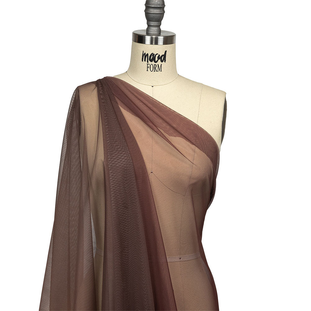 Caramel, Brown and Deep Mahogany Ombre Shadow Stretch Tulle - Drape Caramel, Brown and Deep Mahogany Ombre Shadow Stretch Tulle - Drape