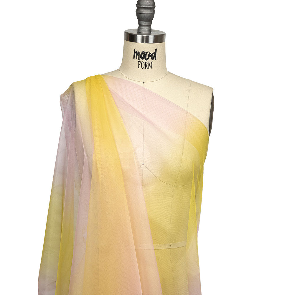 Ombre Stripes Shadow Tulle - Pink and Yellow - Drape Ombre Stripes Shadow Tulle - Pink and Yellow - Drape