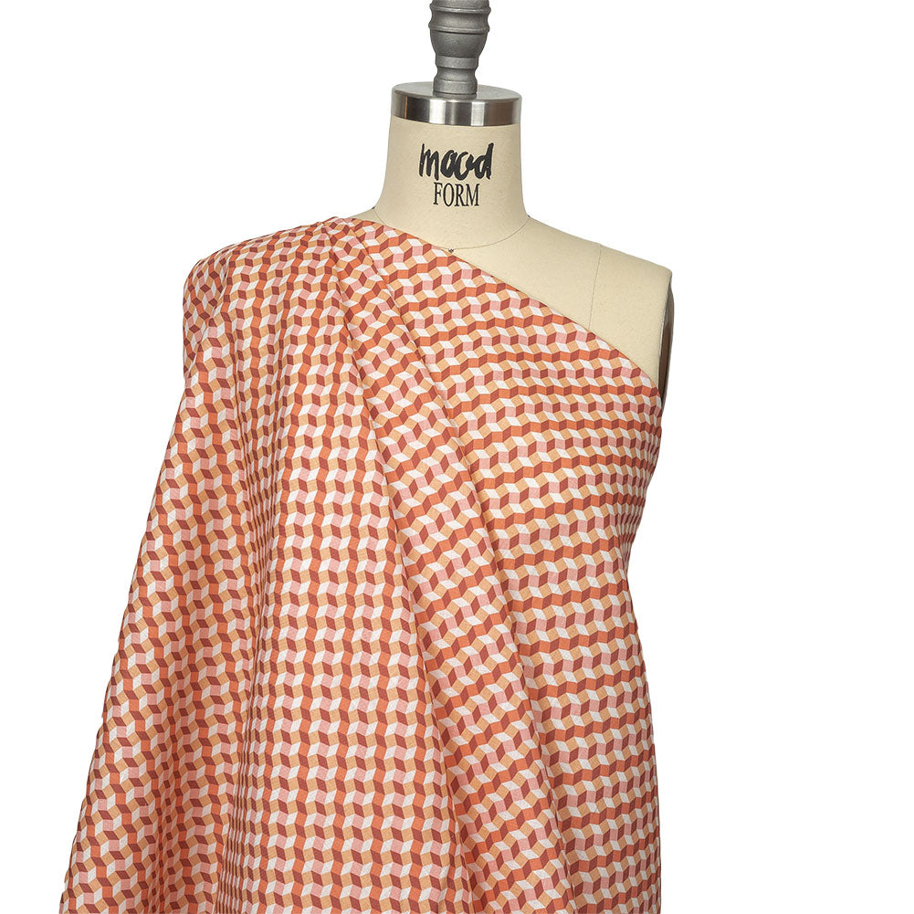 Pink, Creamsicle and Burgundy Diamond Illusion Medium Weight Linen Woven Drape Pink, Creamsicle and Burgundy Diamond Illusion Medium Weight Linen Woven Drape