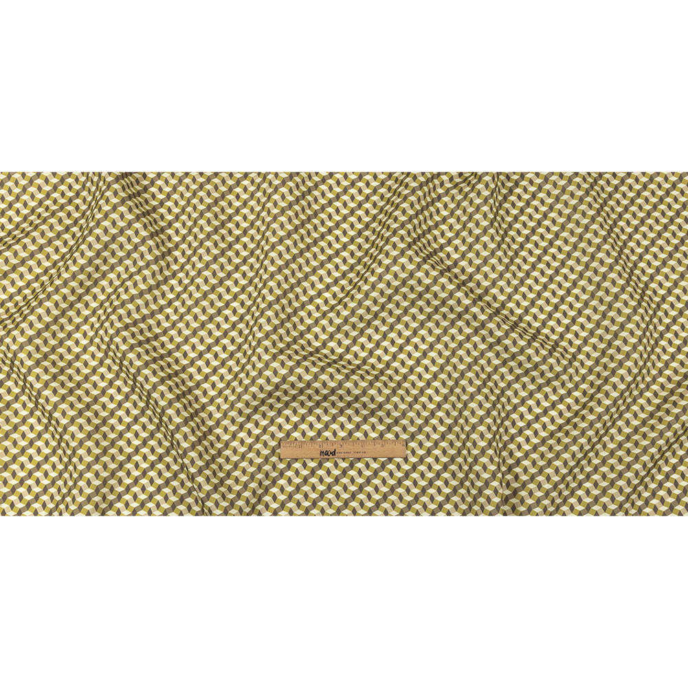 Olive, Brown and Beige Diamond Illusion Medium Weight Linen Woven Full Olive, Brown and Beige Diamond Illusion Medium Weight Linen Woven Full