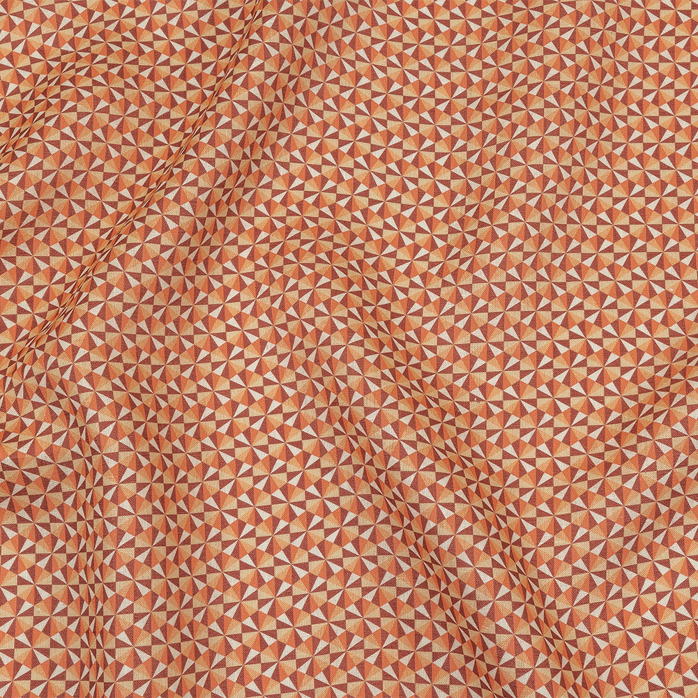 Orange, Pink and Dark Red Hexagon Pinwheels Medium Weight Linen Woven Orange, Pink and Dark Red Hexagon Pinwheels Medium Weight Linen Woven
