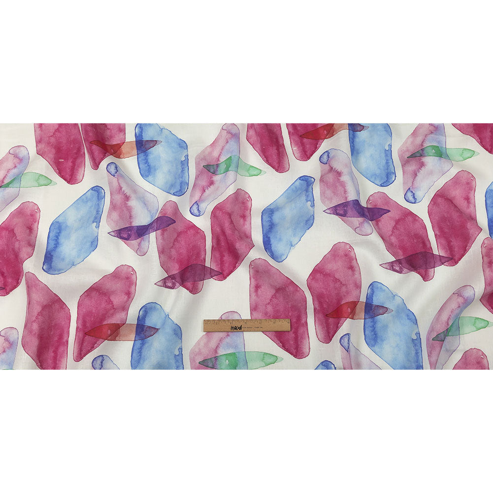 Pink, Blue and Green Painterly Geometry Medium Weight Linen Woven Full Pink, Blue and Green Painterly Geometry Medium Weight Linen Woven Full