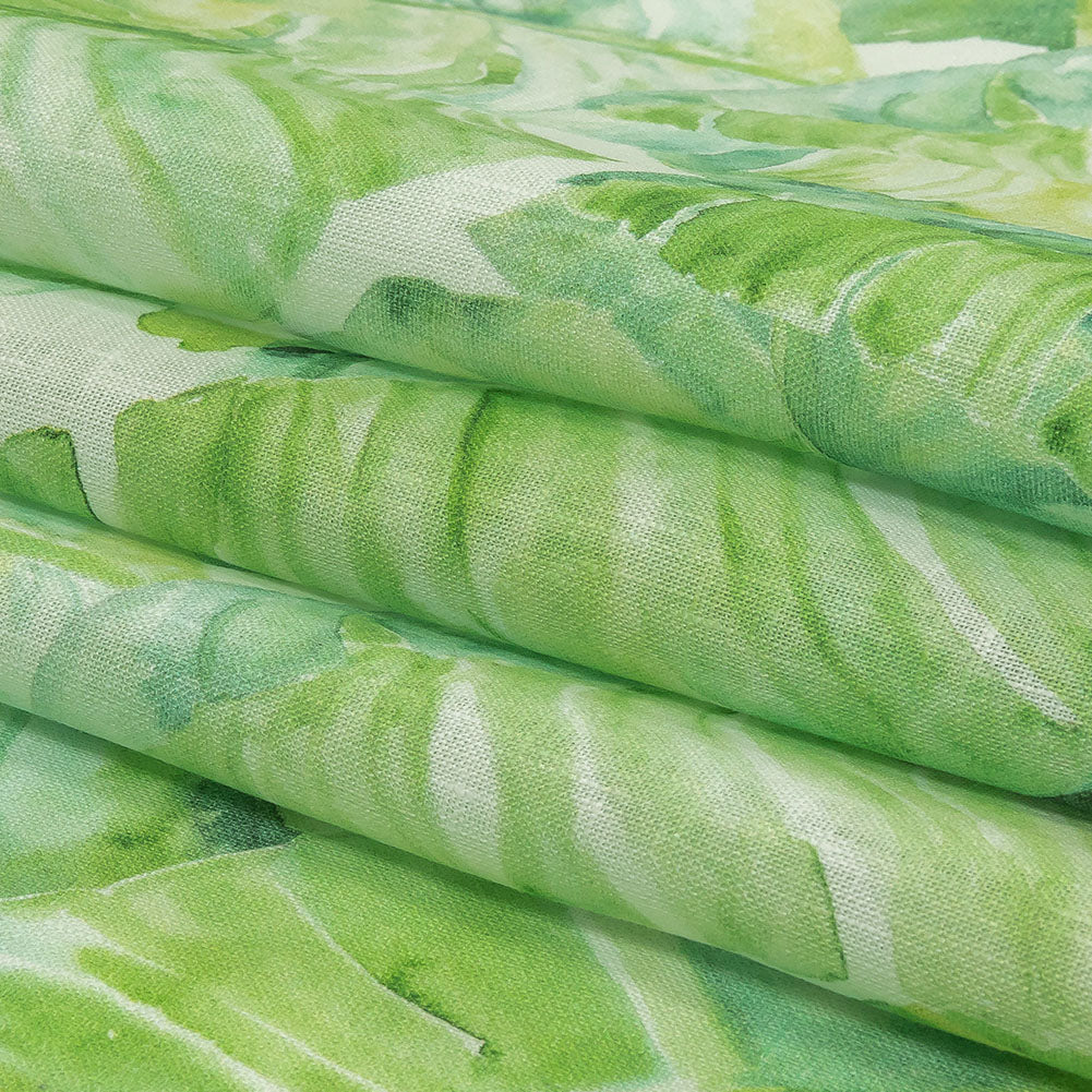 Brilliant Green Palm Leaves Medium Weight Linen Woven Folded Brilliant Green Palm Leaves Medium Weight Linen Woven Folded