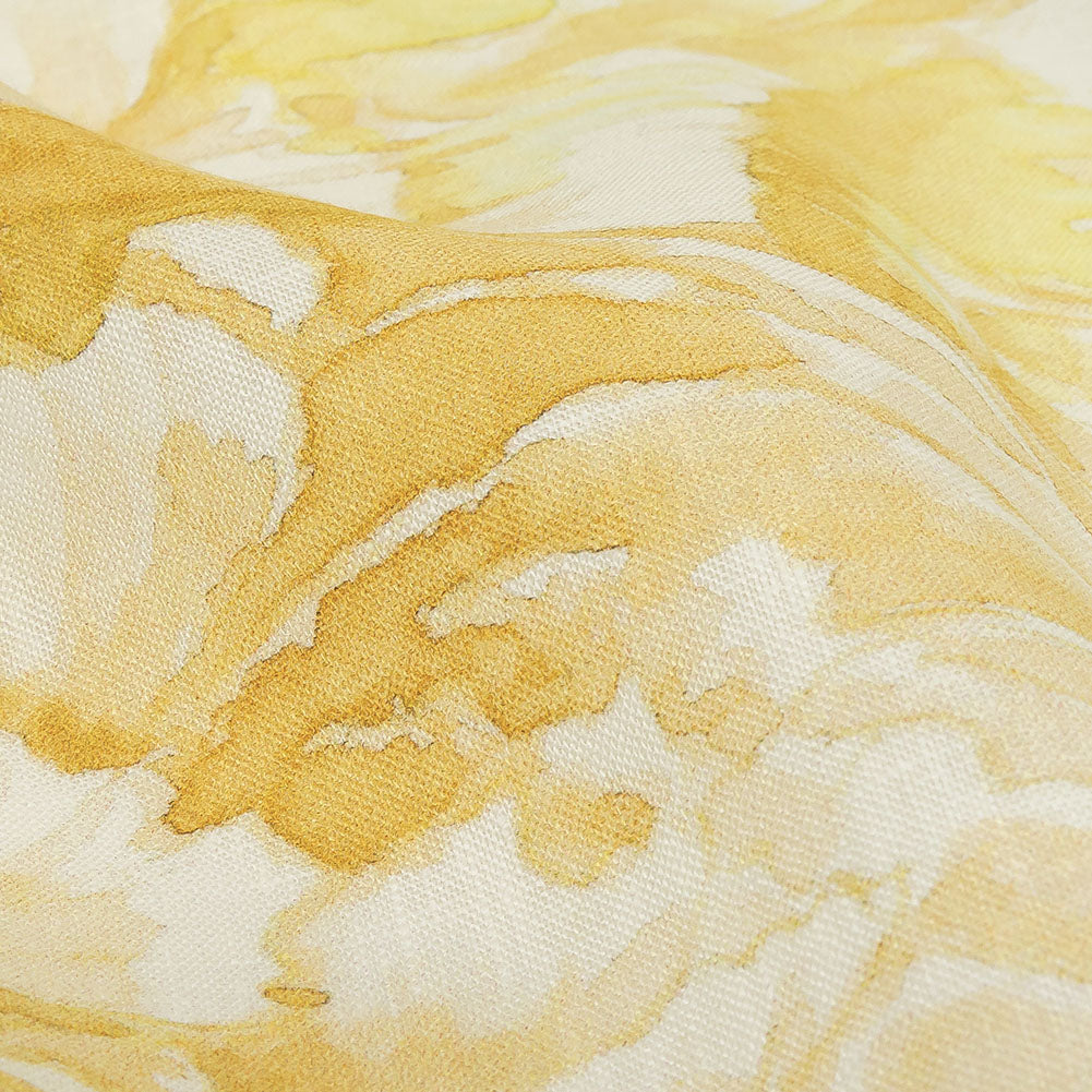 Yellow, Green and White Watercolor Roses Medium Weight Linen Woven Detail Yellow, Green and White Watercolor Roses Medium Weight Linen Woven Detail
