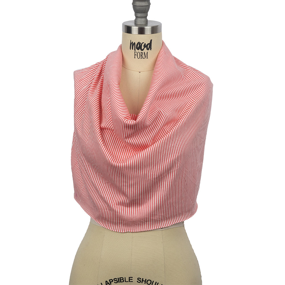 Bubblegum and White Candy Striped Cotton and Rayon Jersey Drape Bubblegum and White Candy Striped Cotton and Rayon Jersey Drape