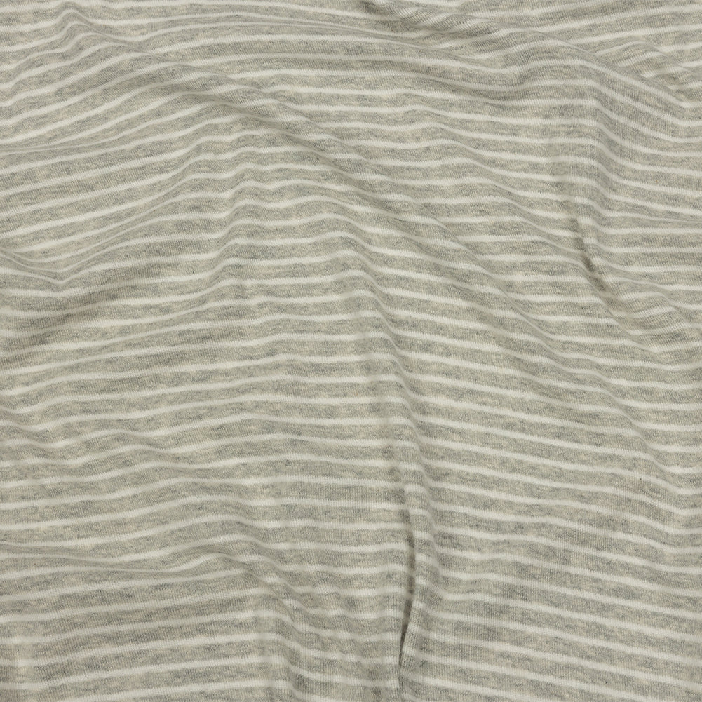 Heathered Gray and White Striped Cotton 1x1 Rib Knit Heathered Gray and White Striped Cotton 1x1 Rib Knit
