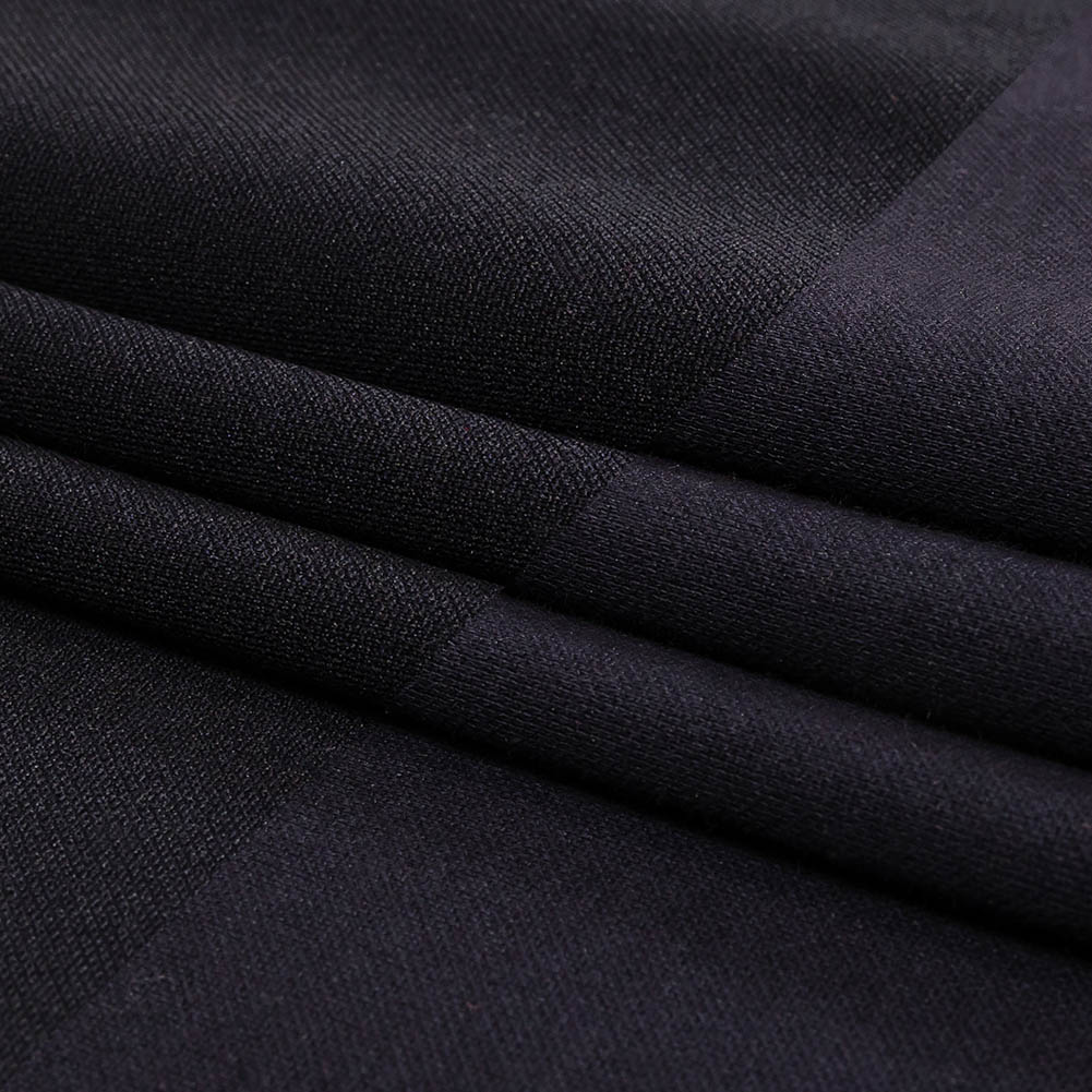 Black and Navy Polyester and Cotton Double Faced Interlock Knit Folded Black and Navy Polyester and Cotton Double Faced Interlock Knit Folded