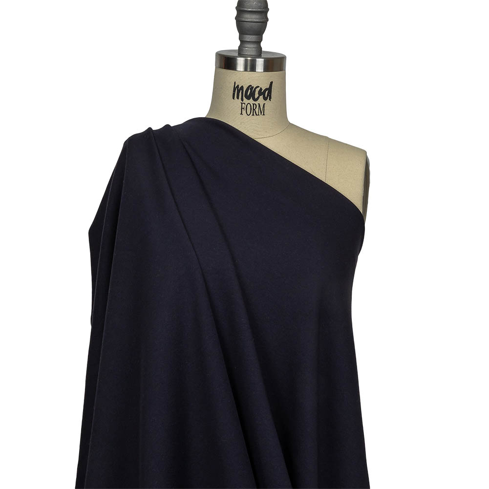 Black and Navy Polyester and Cotton Double Faced Interlock Knit Drape Black and Navy Polyester and Cotton Double Faced Interlock Knit Drape