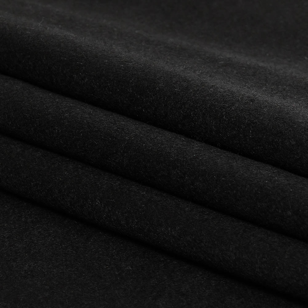 Black Brushed Wool Coating Folded Black Brushed Wool Coating Folded