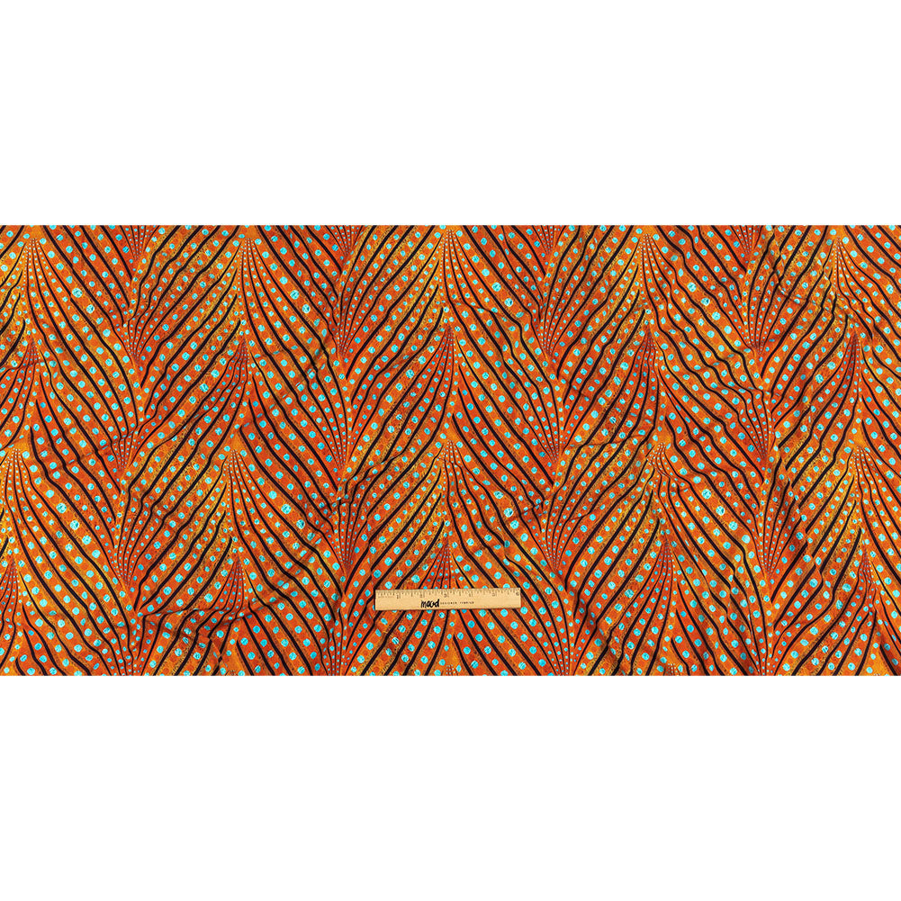 Orange, Espresso and Teal Art Deco Feathers UV Protective Compression Swimwear Tricot with Aloe Vera Microcapsules Orange, Espresso and Teal Art Deco Feathers UV Protective Compression Swimwear Tricot with Aloe Vera Microcapsules