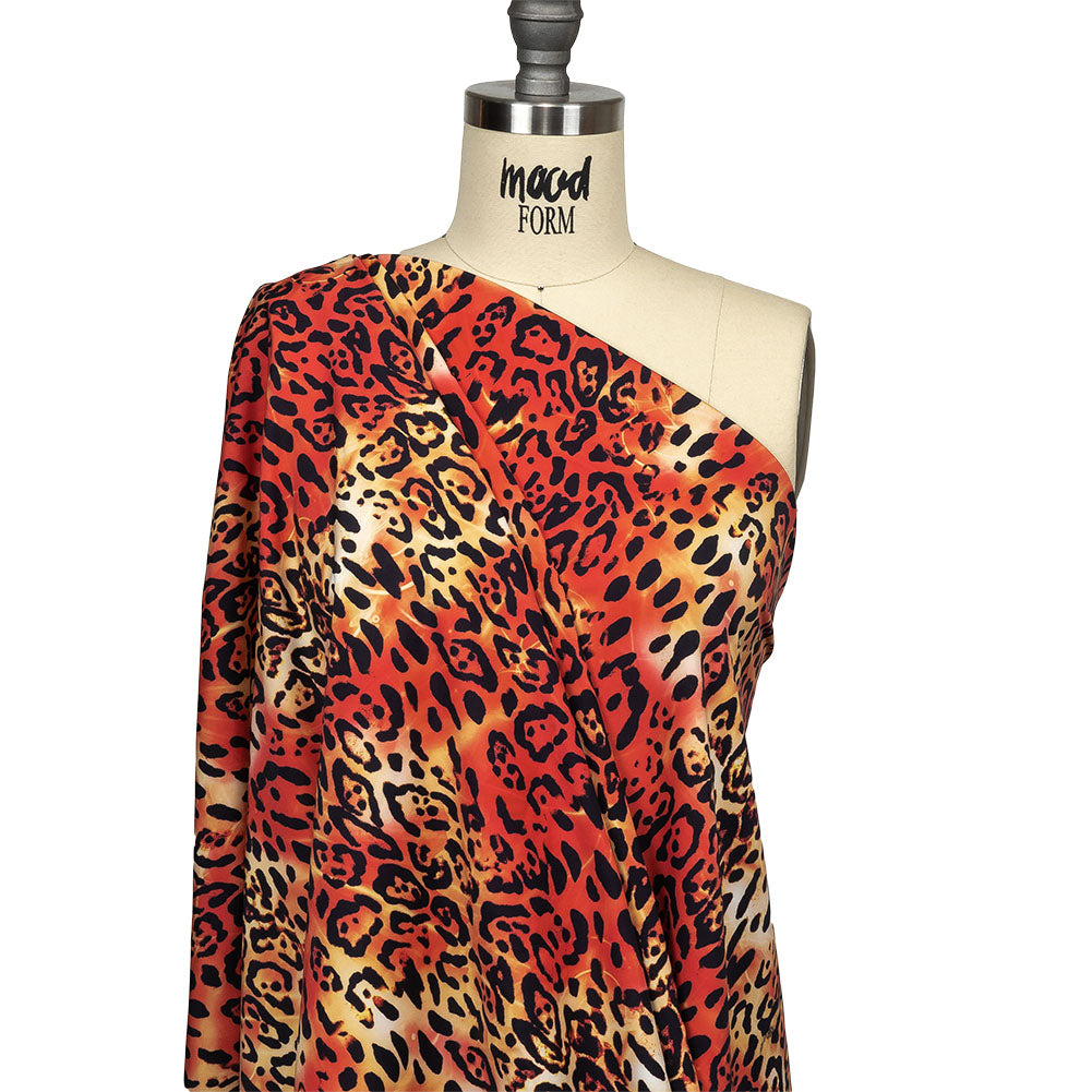 Compression Swimwear Tricot, UV Protective with Aloe Vera Microcapsules - Orange and Yellow Tie Dye Leopard - Caye Collection Compression Swimwear Tricot, UV Protective with Aloe Vera Microcapsules - Orange and Yellow Tie Dye Leopard - Caye Collection