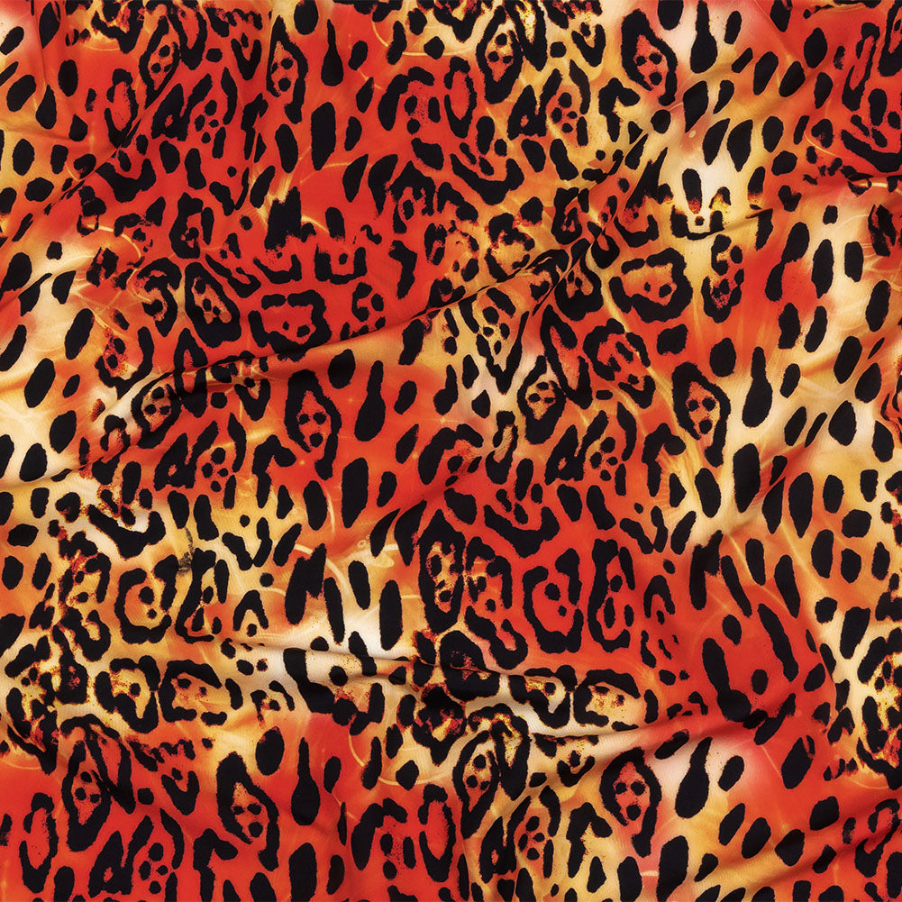 Compression Swimwear Tricot, UV Protective with Aloe Vera Microcapsules - Orange and Yellow Tie Dye Leopard - Caye Collection Compression Swimwear Tricot, UV Protective with Aloe Vera Microcapsules - Orange and Yellow Tie Dye Leopard - Caye Collection