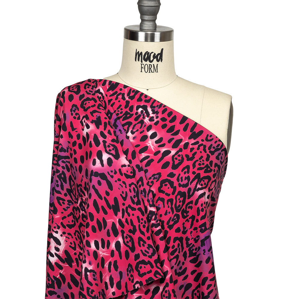 Compression Swimwear Tricot, UV Protective with Aloe Vera Microcapsules - Pink and Purple Tie Dye Leopard - Caye Collection - Drape Compression Swimwear Tricot, UV Protective with Aloe Vera Microcapsules - Pink and Purple Tie Dye Leopard - Caye Collection - Drape