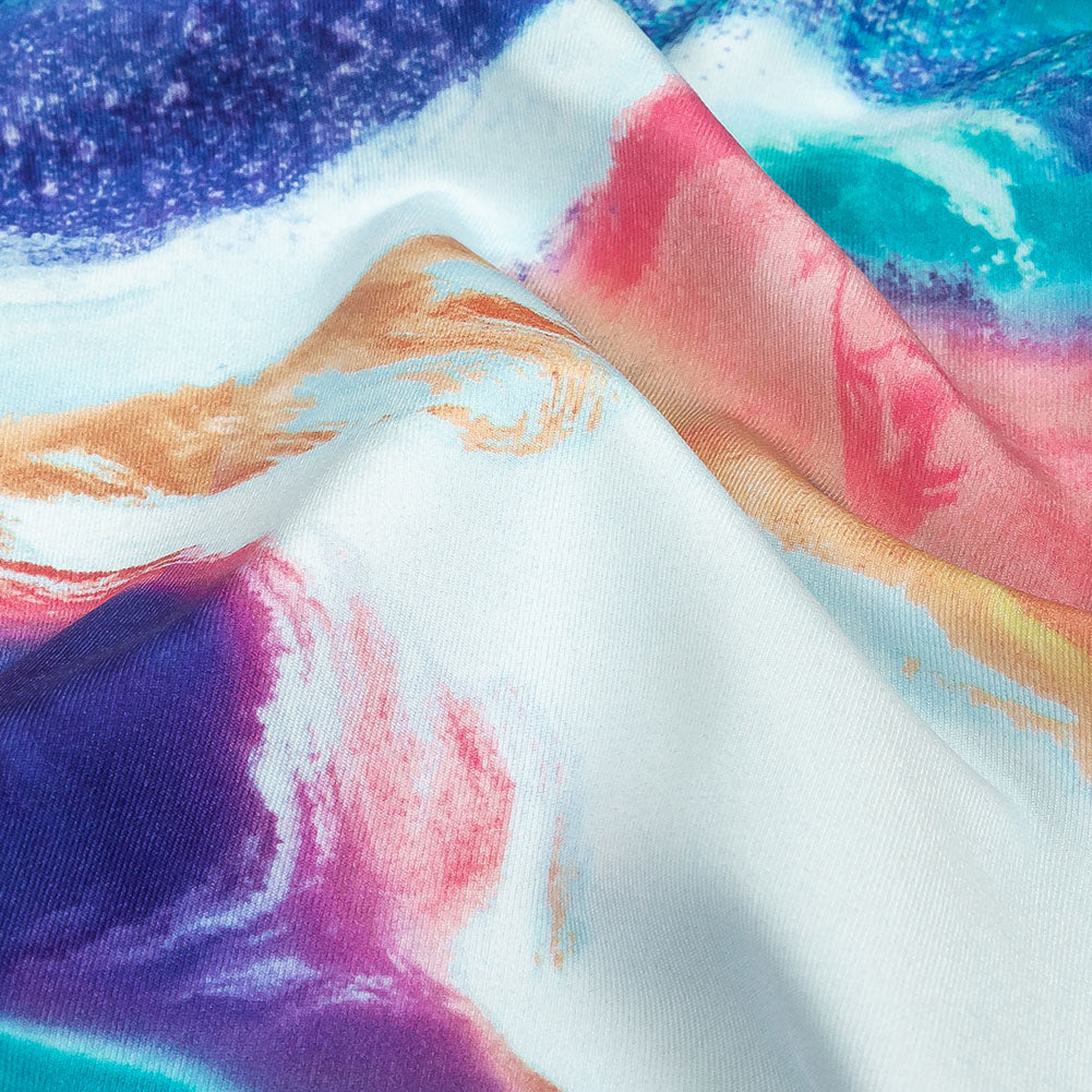 Compression Swimwear Tricot, UV Protective with Aloe Vera Microcapsules - Pale Blue and Rainbow Marbled - Caye Collection Compression Swimwear Tricot, UV Protective with Aloe Vera Microcapsules - Pale Blue and Rainbow Marbled - Caye Collection