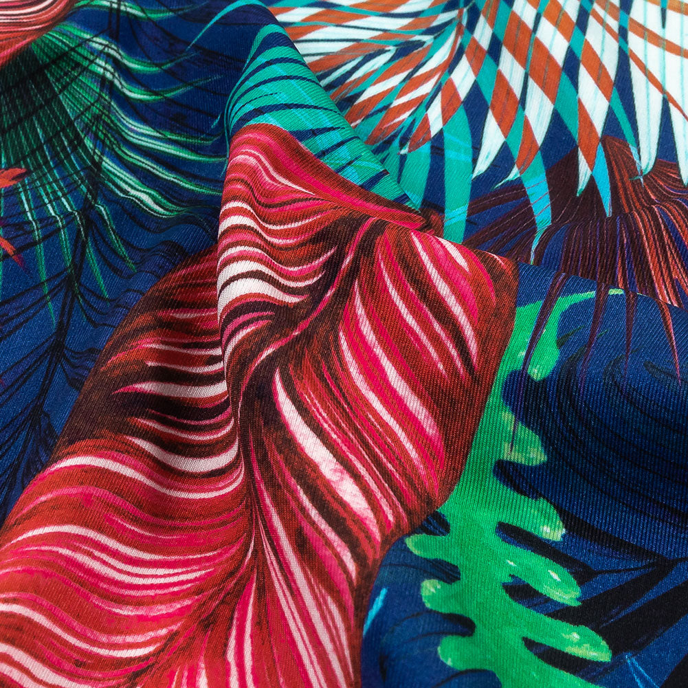 True Blue, Pink and Green Foliage UV Protective Compression Swimwear Tricot with Aloe Vera Microcapsules True Blue, Pink and Green Foliage UV Protective Compression Swimwear Tricot with Aloe Vera Microcapsules