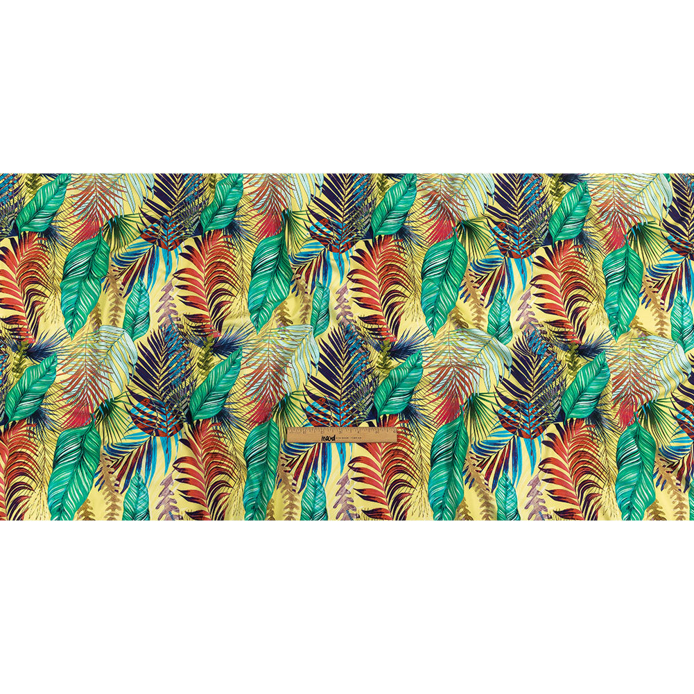 Yellow, Teal and Pink Foliage UV Protective Compression Swimwear Tricot with Aloe Vera Microcapsules - Full Yellow, Teal and Pink Foliage UV Protective Compression Swimwear Tricot with Aloe Vera Microcapsules - Full