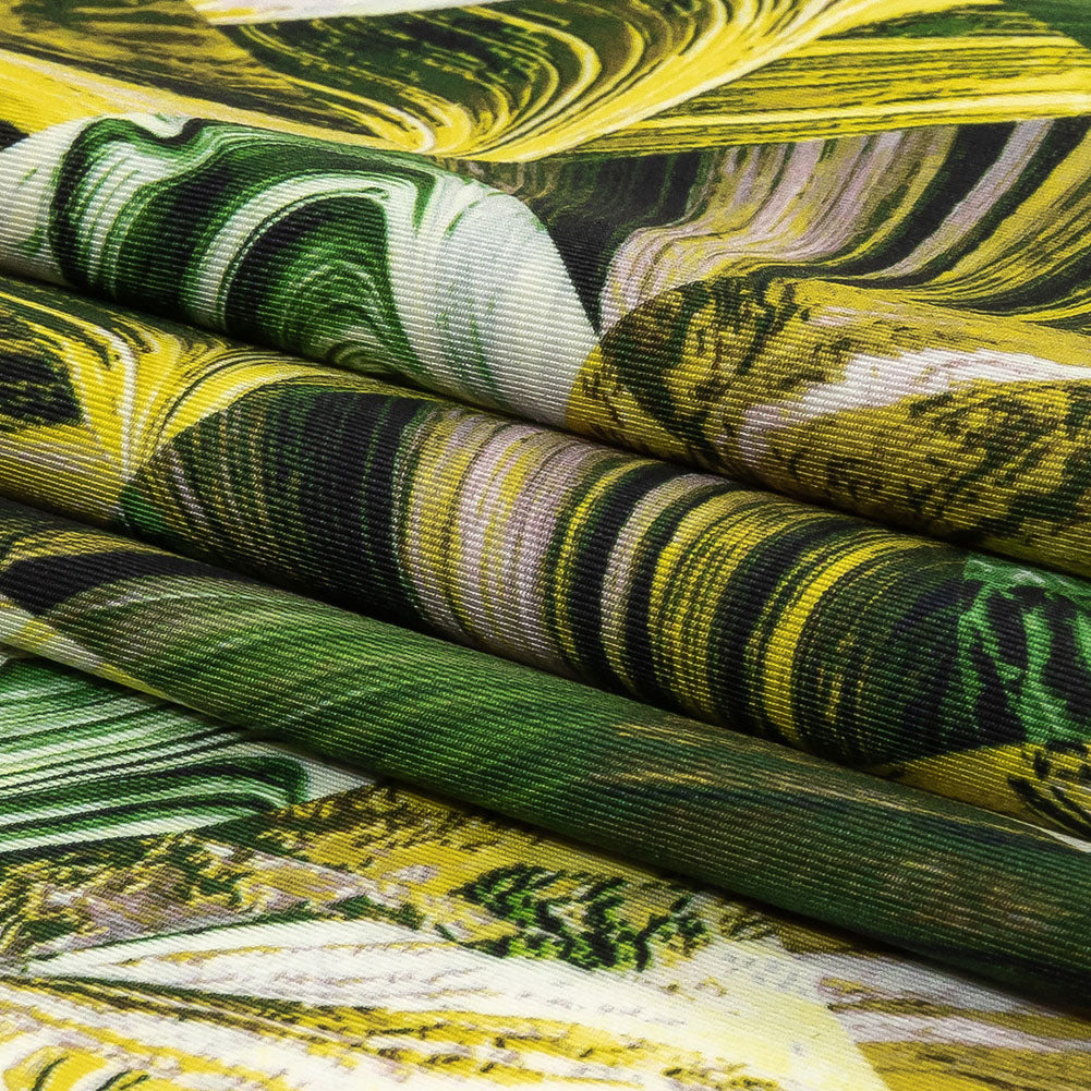 Green and Yellow Marbled Warped Diamonds UV Protective Compression Swimwear Tricot with Aloe Vera Microcapsules Folded Green and Yellow Marbled Warped Diamonds UV Protective Compression Swimwear Tricot with Aloe Vera Microcapsules Folded