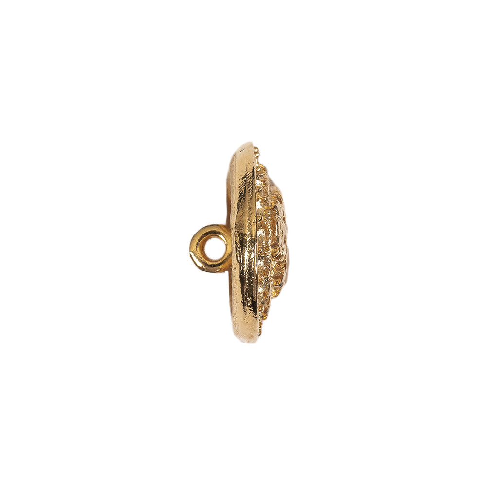 Gold Ornate Crest Metal Shank Back Button - 28L/18mm Folded Gold Ornate Crest Metal Shank Back Button - 28L/18mm Folded