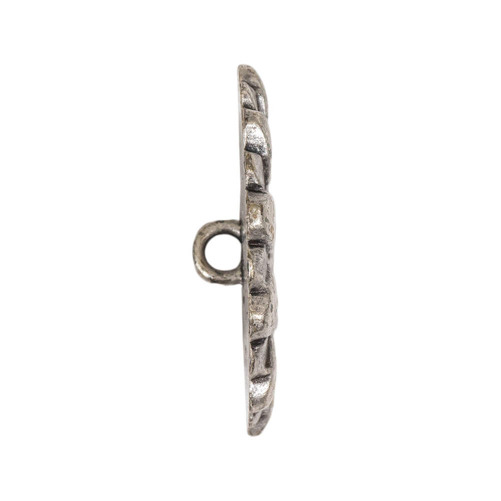 Silver Sunflower Shank Back Metal Button - 48L/30.5mm Folded Silver Sunflower Shank Back Metal Button - 48L/30.5mm Folded