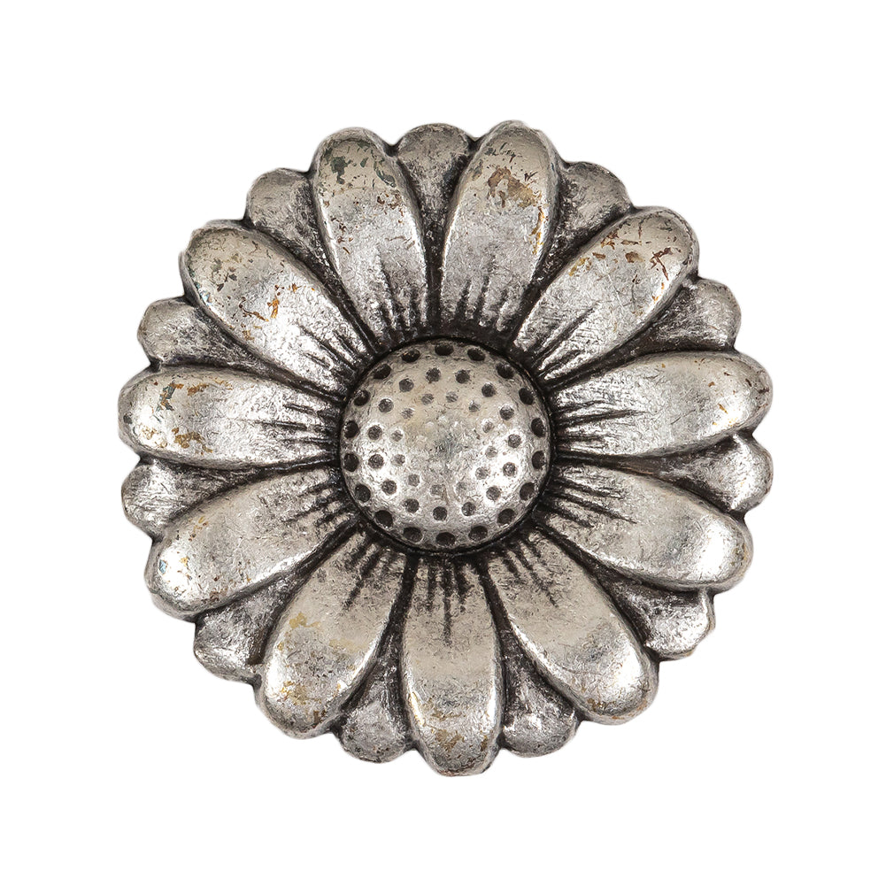 Silver Sunflower Shank Back Metal Button - 48L/30.5mm Silver Sunflower Shank Back Metal Button - 48L/30.5mm