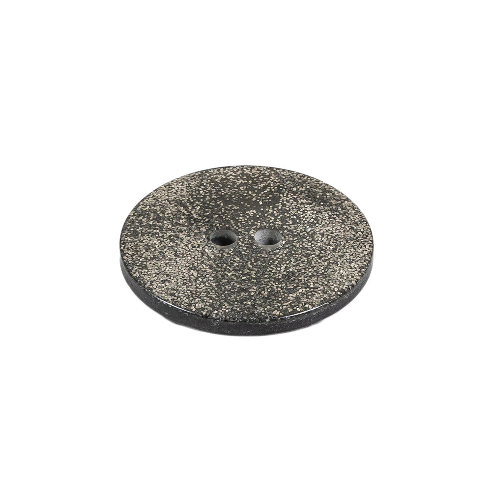 Silver and Black Glitter 2-Hole Button - 36L/23mm Folded Silver and Black Glitter 2-Hole Button - 36L/23mm Folded