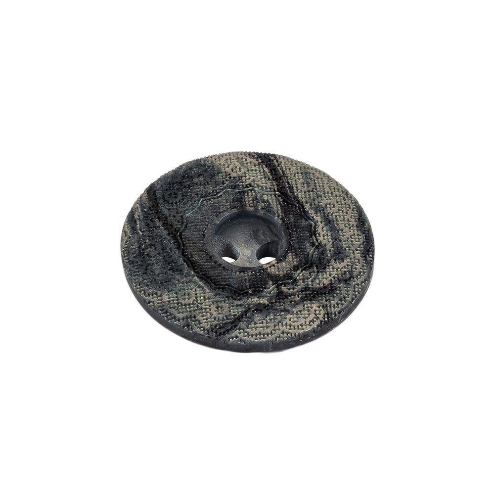 Italian Meteorite and Gold Swirled Lacy Textured Wide Rim 2-Hole Plastic Button - 36L/23mm Folded Italian Meteorite and Gold Swirled Lacy Textured Wide Rim 2-Hole Plastic Button - 36L/23mm Folded