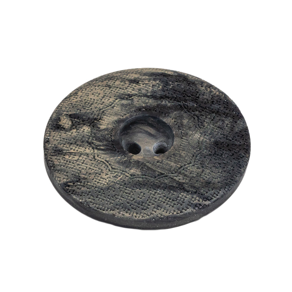 Italian Meteorite and Gold Swirled Lacy Textured Wide Rim 2-Hole Plastic Button - 44L/28mm Folded Italian Meteorite and Gold Swirled Lacy Textured Wide Rim 2-Hole Plastic Button - 44L/28mm Folded