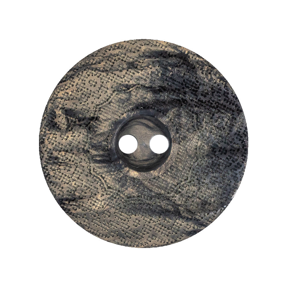 Italian Meteorite and Gold Swirled Lacy Textured Wide Rim 2-Hole Plastic Button - 44L/28mm Italian Meteorite and Gold Swirled Lacy Textured Wide Rim 2-Hole Plastic Button - 44L/28mm