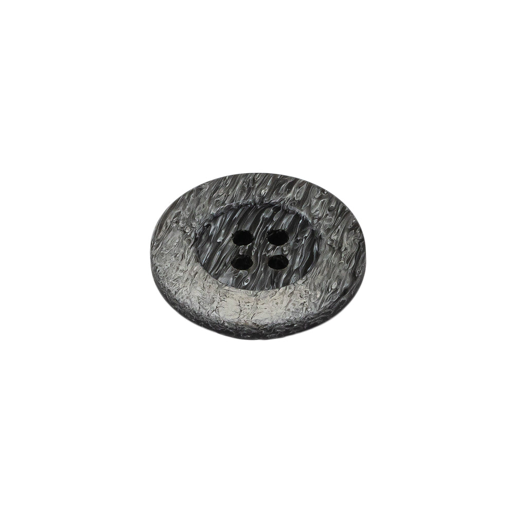 Gray and White Striated 4-Hole Plastic Button - 28L/18mm Folded Gray and White Striated 4-Hole Plastic Button - 28L/18mm Folded