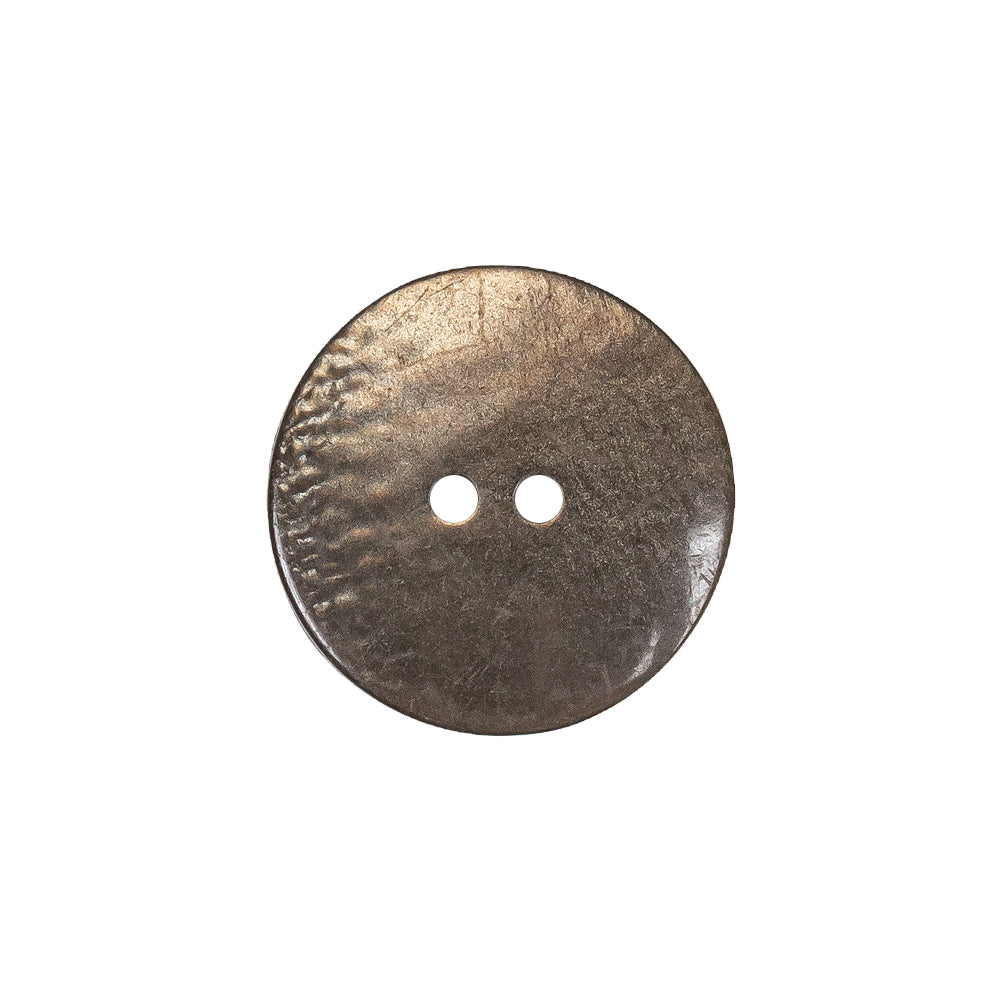 Gray Brown Streaked Low Convex 2-Hole Plastic Button with Needle Channel - 32L/20mm Detail Gray Brown Streaked Low Convex 2-Hole Plastic Button with Needle Channel - 32L/20mm Detail
