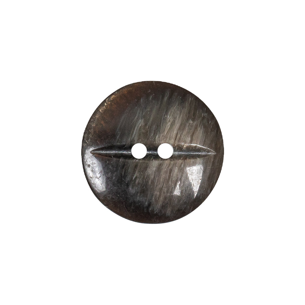 Gray Brown Streaked Low Convex 2-Hole Plastic Button with Needle Channel - 32L/20mm Gray Brown Streaked Low Convex 2-Hole Plastic Button with Needle Channel - 32L/20mm