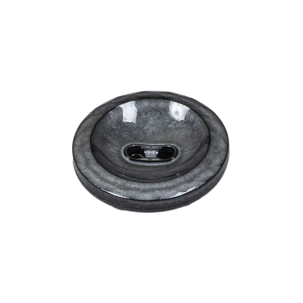 Cool Gray and Black Enamel-Look 2-Hole Plastic Dish Button - 36L/23mm Folded Cool Gray and Black Enamel-Look 2-Hole Plastic Dish Button - 36L/23mm Folded