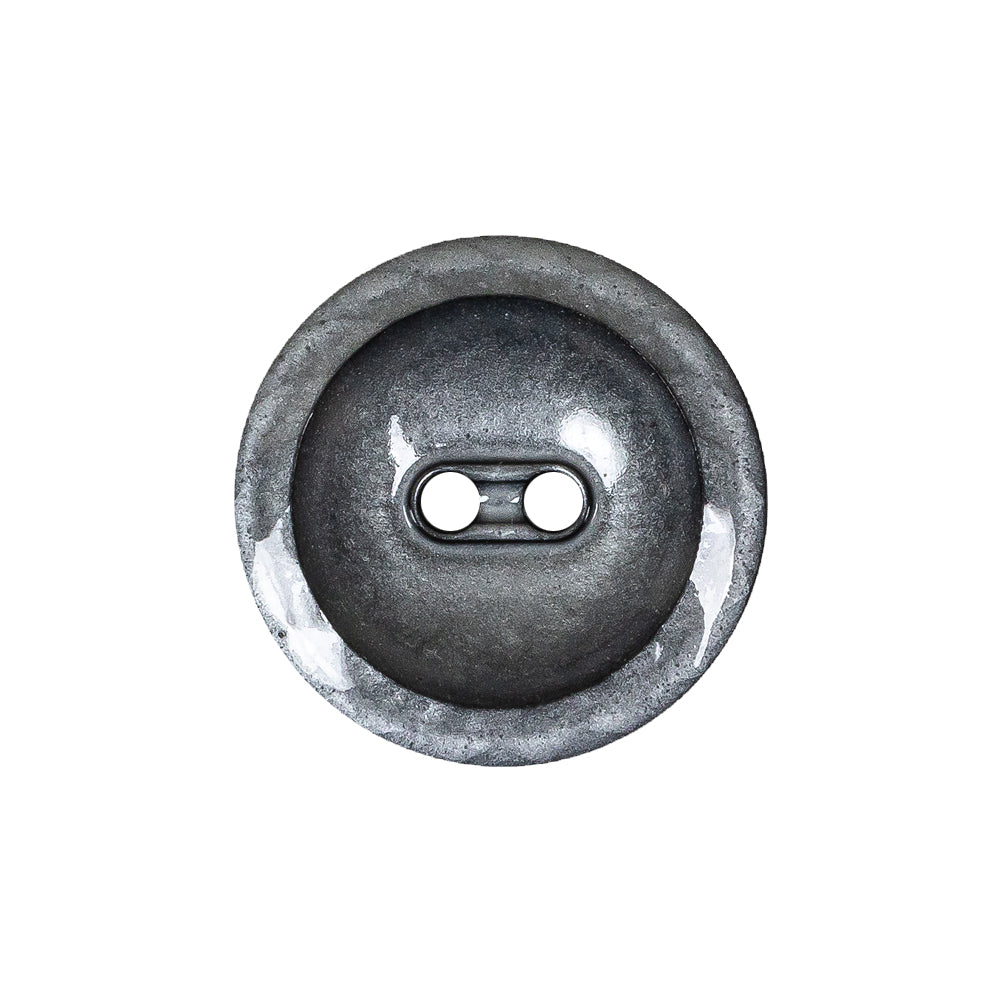 Cool Gray and Black Enamel-Look 2-Hole Plastic Dish Button - 36L/23mm Cool Gray and Black Enamel-Look 2-Hole Plastic Dish Button - 36L/23mm