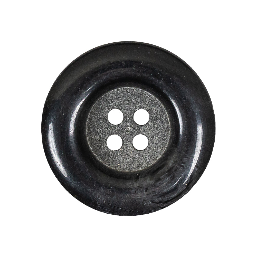 Charcoal Chunky Rolled Rim 4-Hole Plastic Button - 42L/27mm Charcoal Chunky Rolled Rim 4-Hole Plastic Button - 42L/27mm